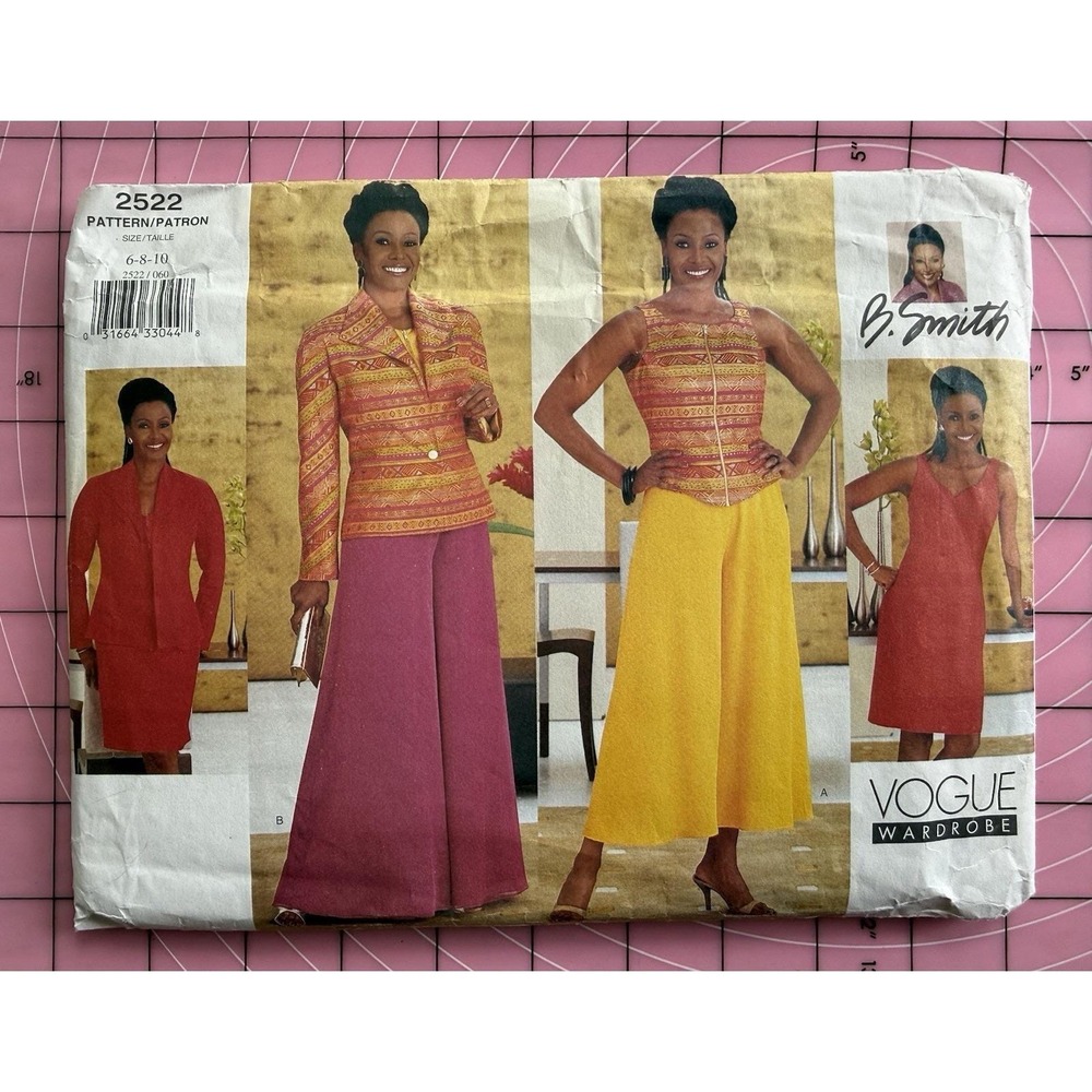 Vogue B. Smith Wardrobe Pattern 2522 Jacket, Vest, Dress & Pants Size 6-10 UC FF